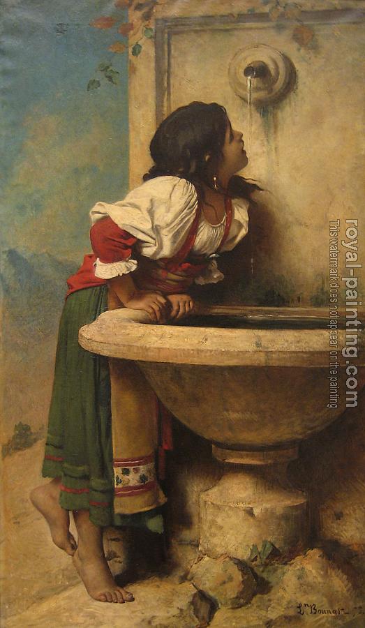 Leon Bonnat : Roman Girl at a Fountain by French painter Leon Bonnat